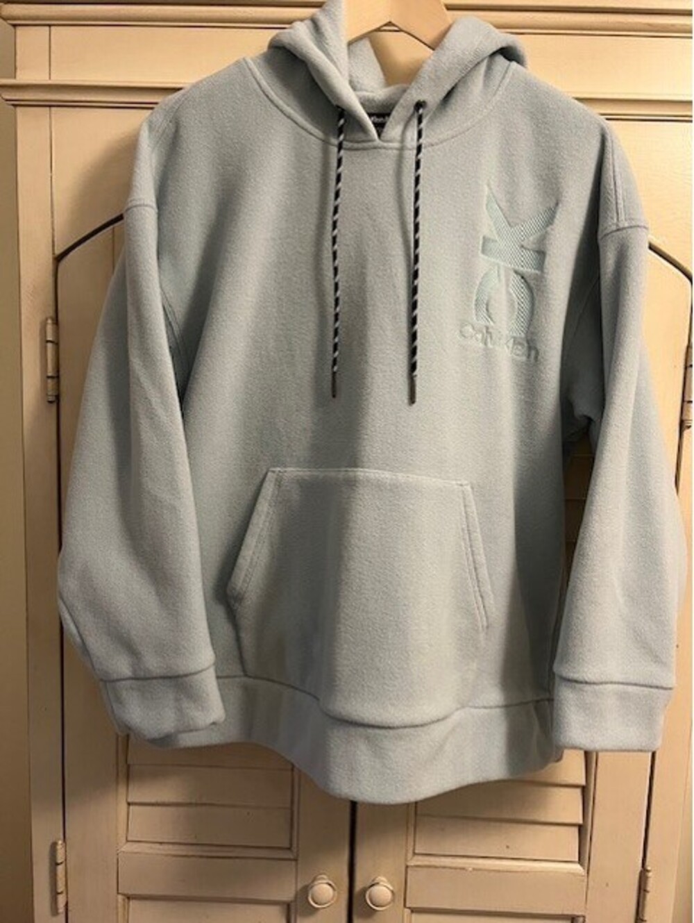 Calvin Klein Performance Women's Hoodie Light Blue Fleece Polyester- Size Medium